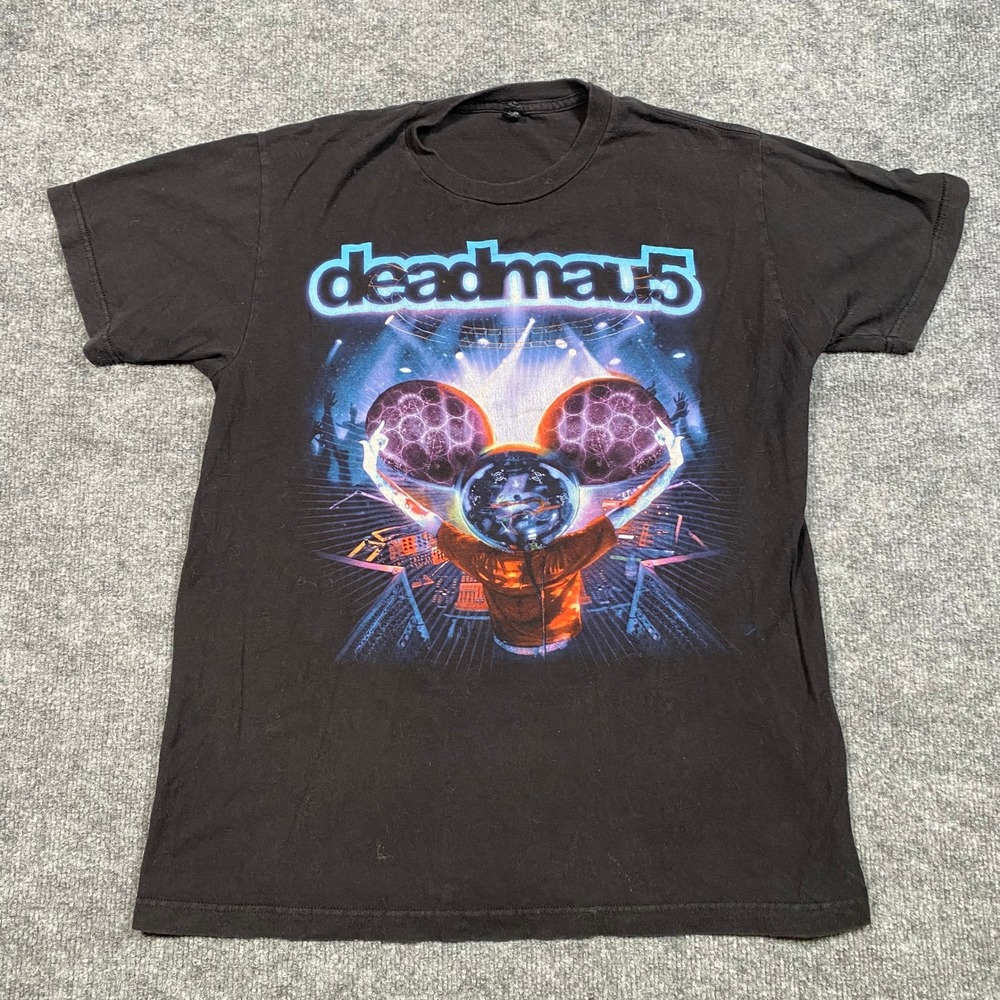 Deadmau5 Graphic T-Shirt Mens Medium Black EDM Music DJ Concert Tee Cotton